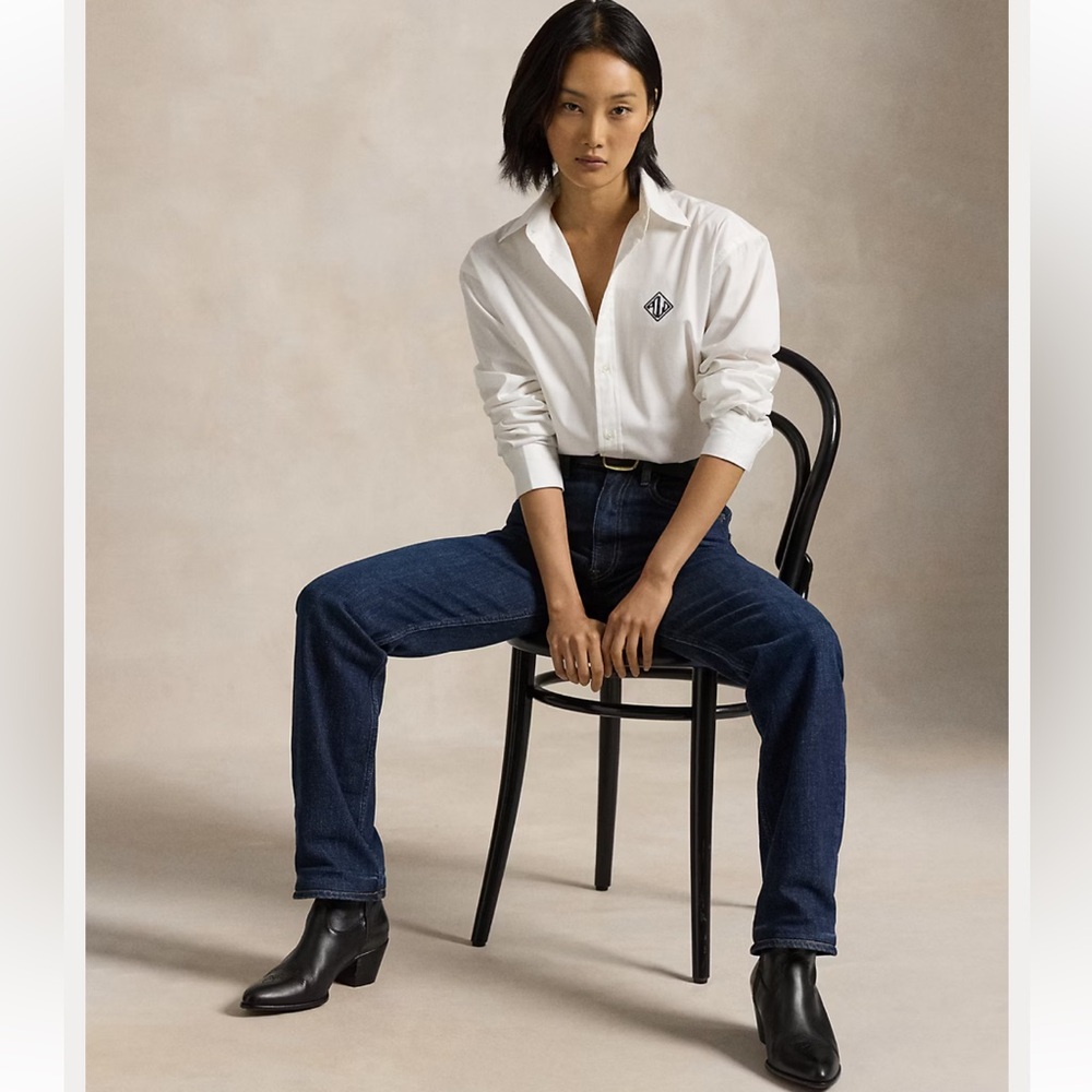 RALPH LAUREN Oversize Fit Logo Cotton Shirt